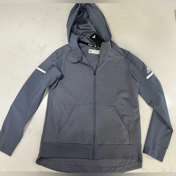 Adidas Charcoal Zip-Up Hoodie - Picture 1 of 16